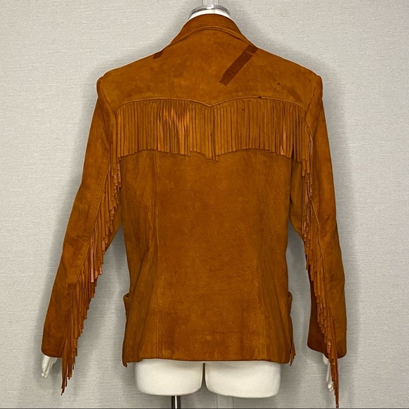 Vintage 70s suede leather fringed jacket - Picture 3 of 12